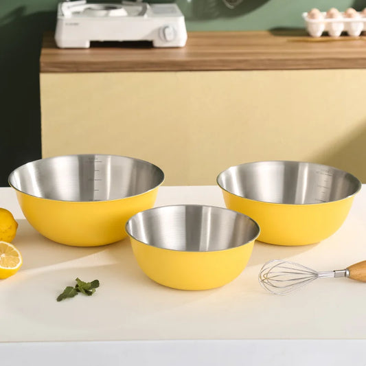 304 Stainless Steel Salad Mixing Bowl – Egg Beater, Dough and Food Prep Bowl for Kitchen Use